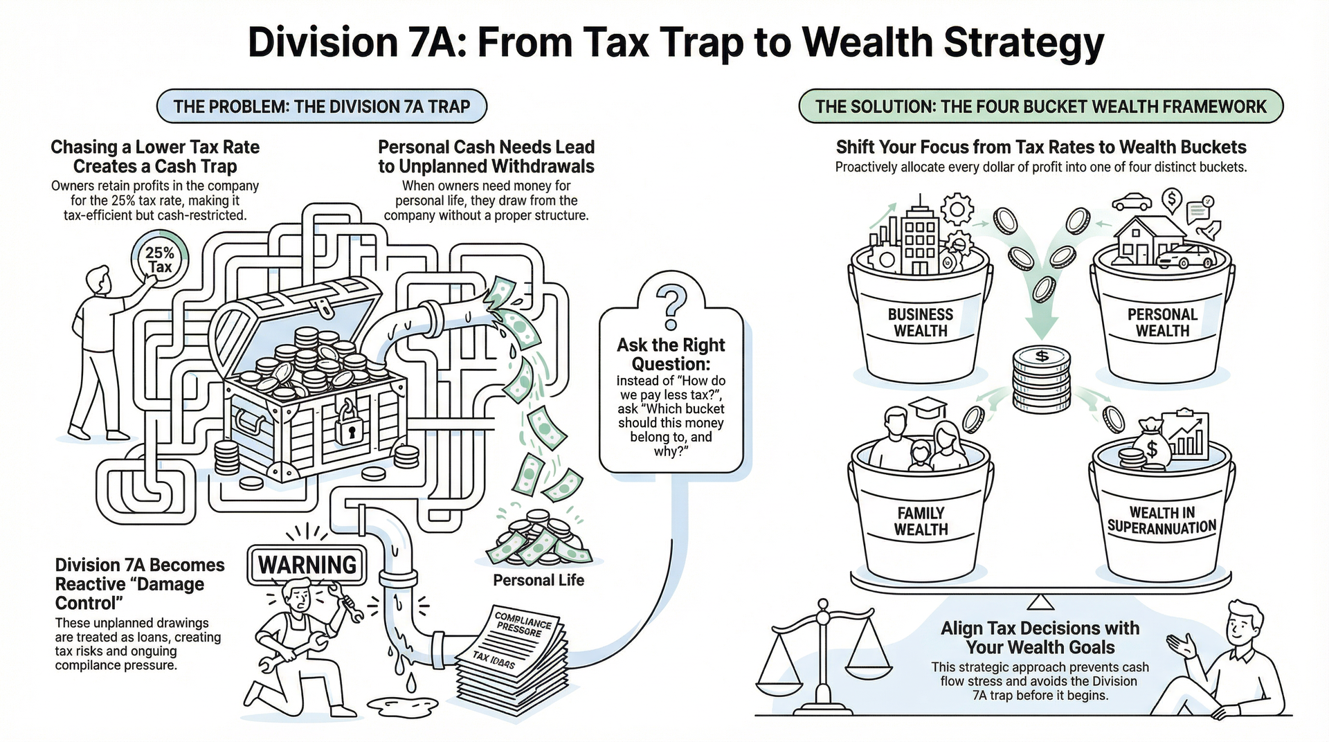 how miss used bucket company created Div7A cash flow issues